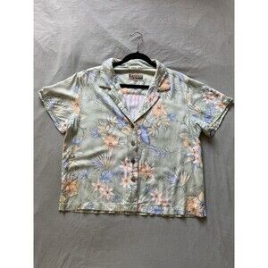 Vintage 90s La Cabana Tropical Rayon Button Up Shirt Boxy Fit Sz M Hawaii Floral